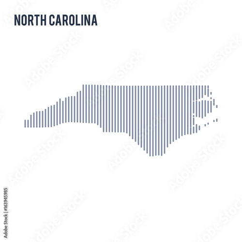 Vector abstract hatched map of State of North Carolina with vertical lines isolated on a white background.