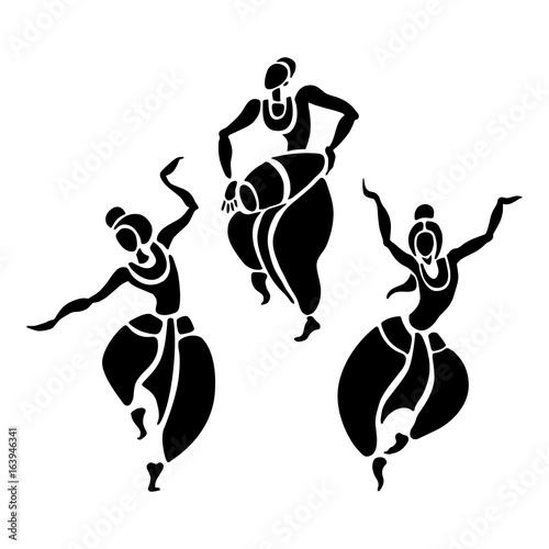 Indian dancers. Vector Illustration. photo