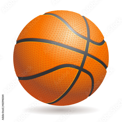 Vector 3d basketball isolated ball on white background. Realisti