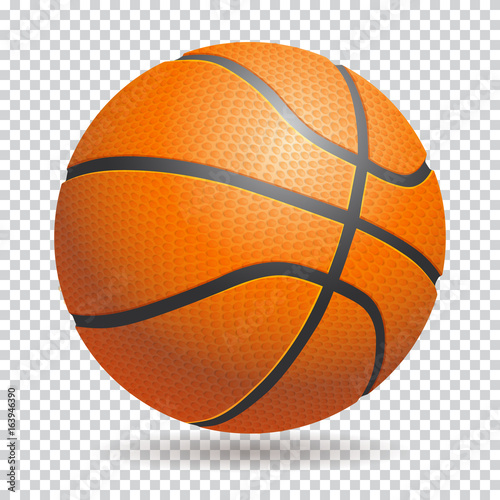 Vector 3d basketball isolated ball on transparent background. Re