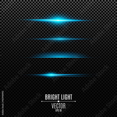 Blue lights isolated on a transparent background. The effect of the camera. Glowing highlights. A set of bright flashes