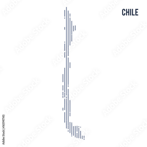 Vector abstract hatched map of Chile with vertical lines isolated on a white background.