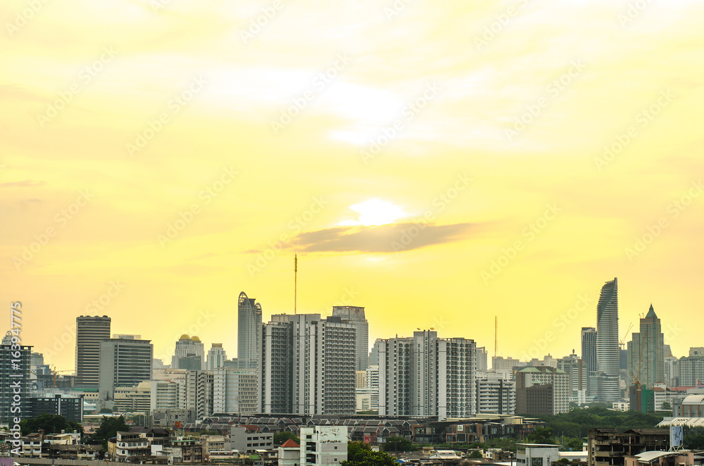 Fototapeta premium Sunshine morning time of Bangkok city. Bangkok is the capital and the most populous city of Thailand.
