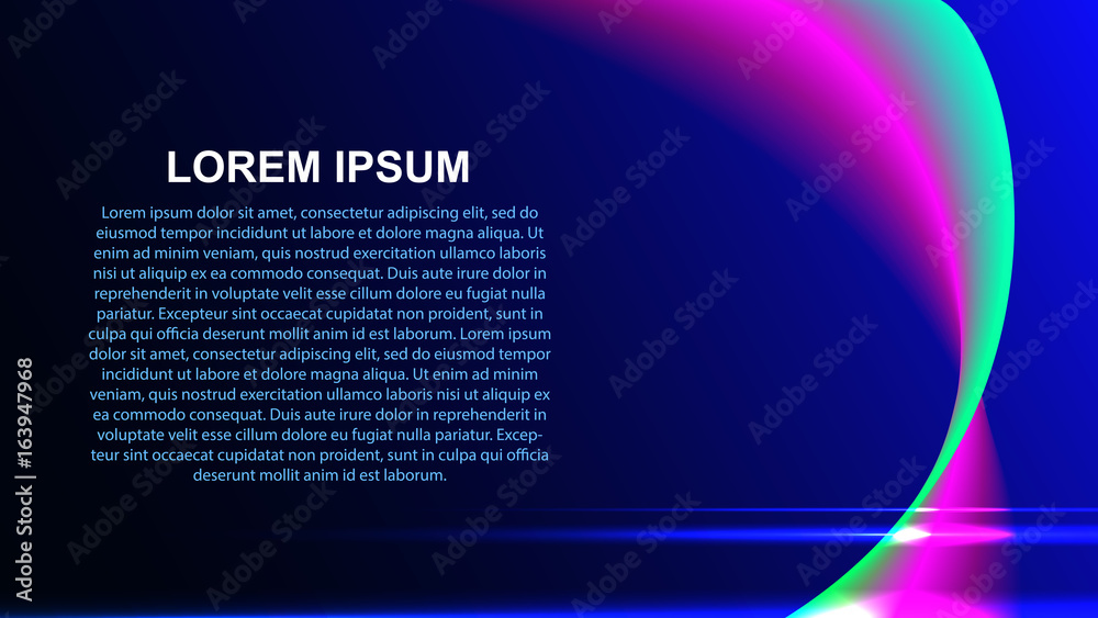 The background is blue with pink and green curved lines. The background is blue with pink and green curved lines.