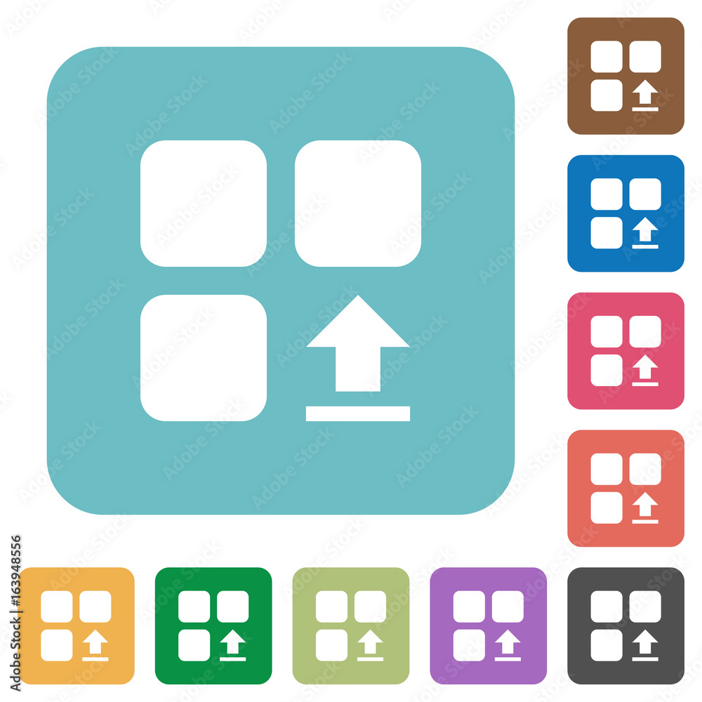 Upload component rounded square flat icons Upload component rounded square flat icons