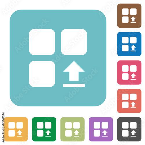 Upload component rounded square flat icons