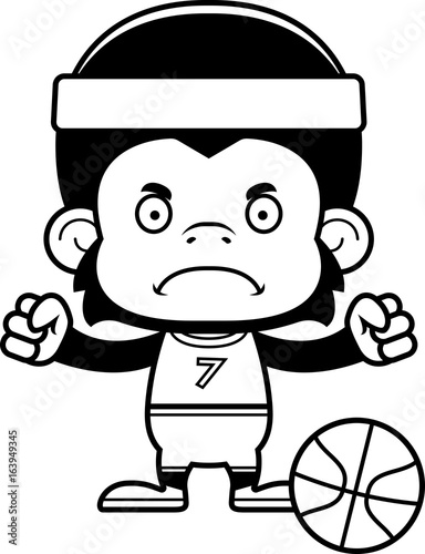 Cartoon Angry Basketball Player Chimpanzee