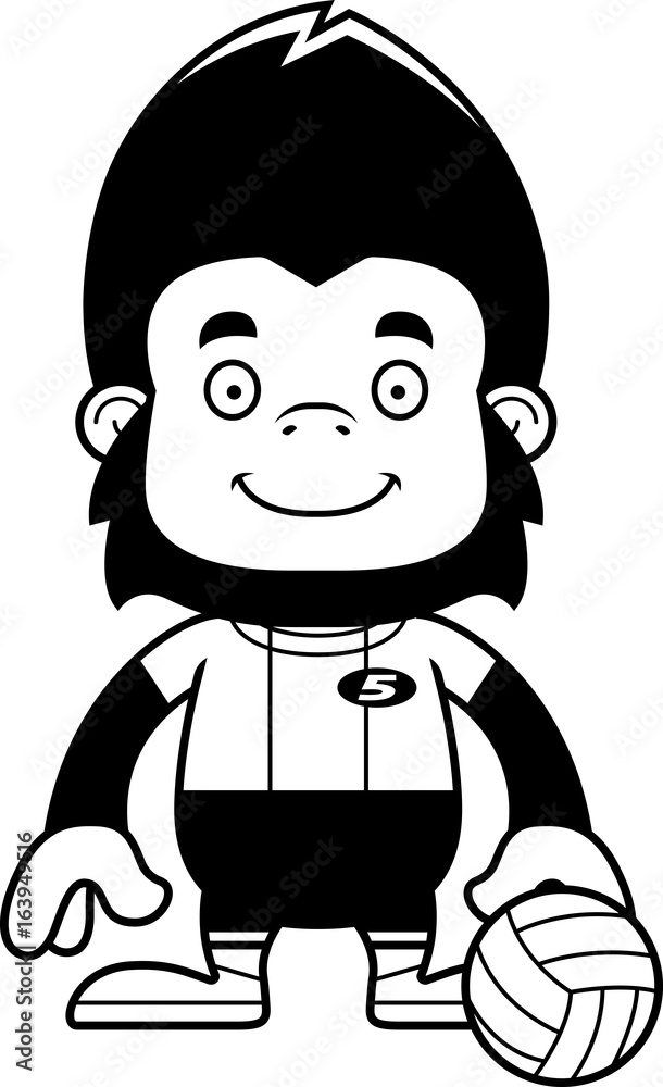 Cartoon Smiling Volleyball Player Gorilla Cartoon Smiling Volleyball Player Gorilla
