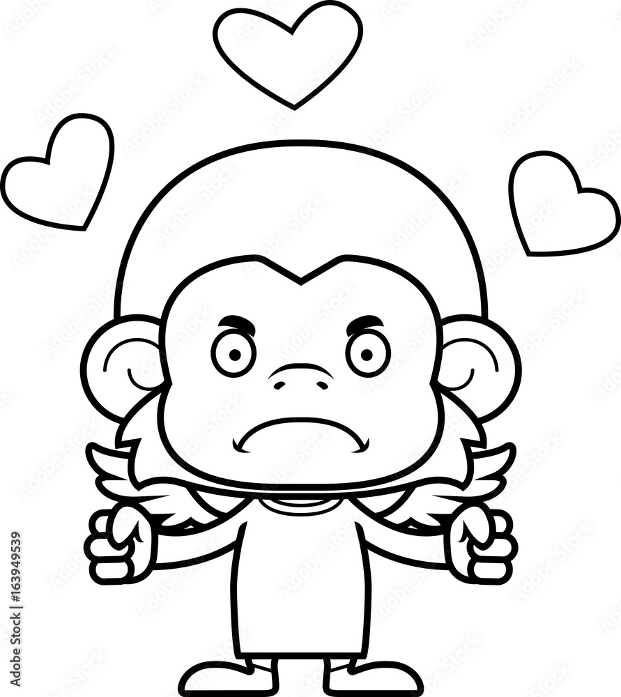 Fototapeta premium Cartoon Angry Cupid Monkey