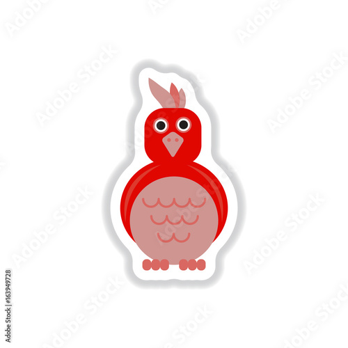 Vector illustration in paper sticker style parrot Cockatoo
