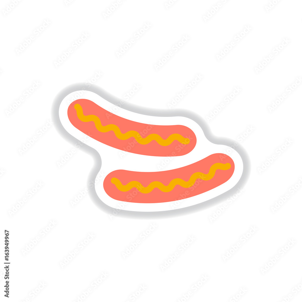 Sausage grilled, vector sticker Sausage grilled, vector sticker