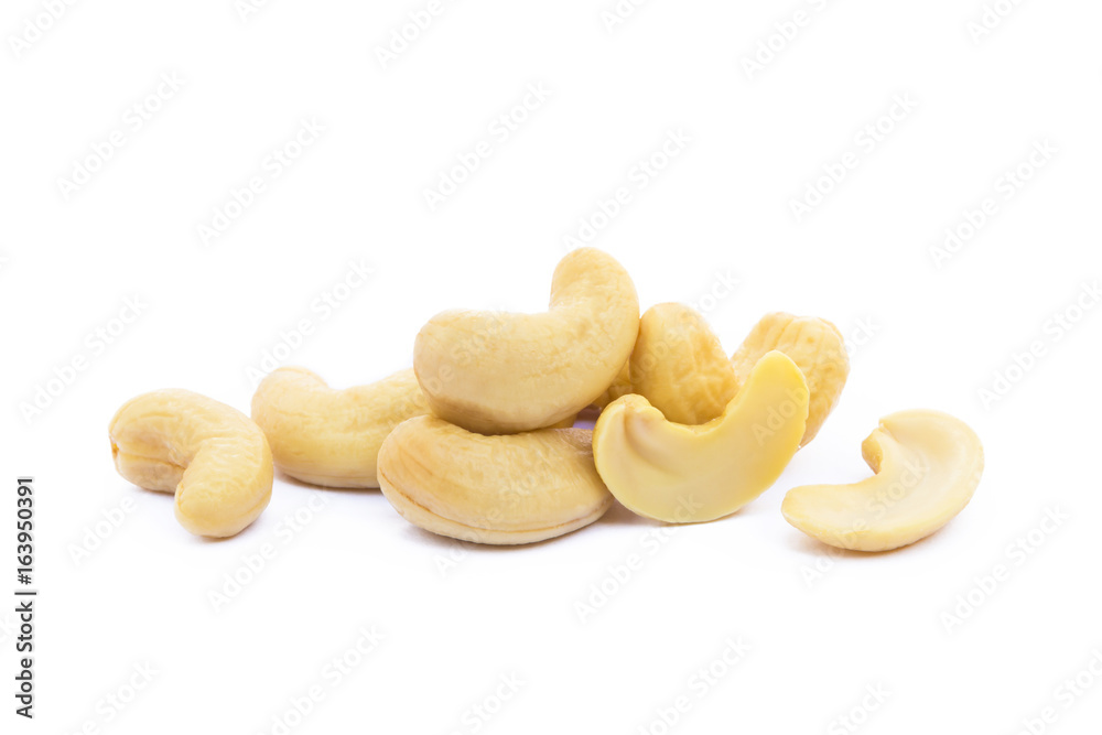 Fototapeta premium Roasted salted cashews isolated on a white background