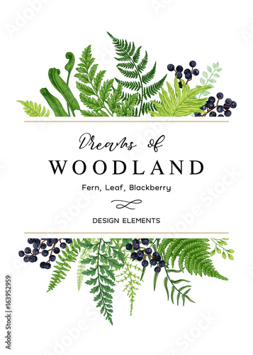 Vector card with a leafy bouquet.