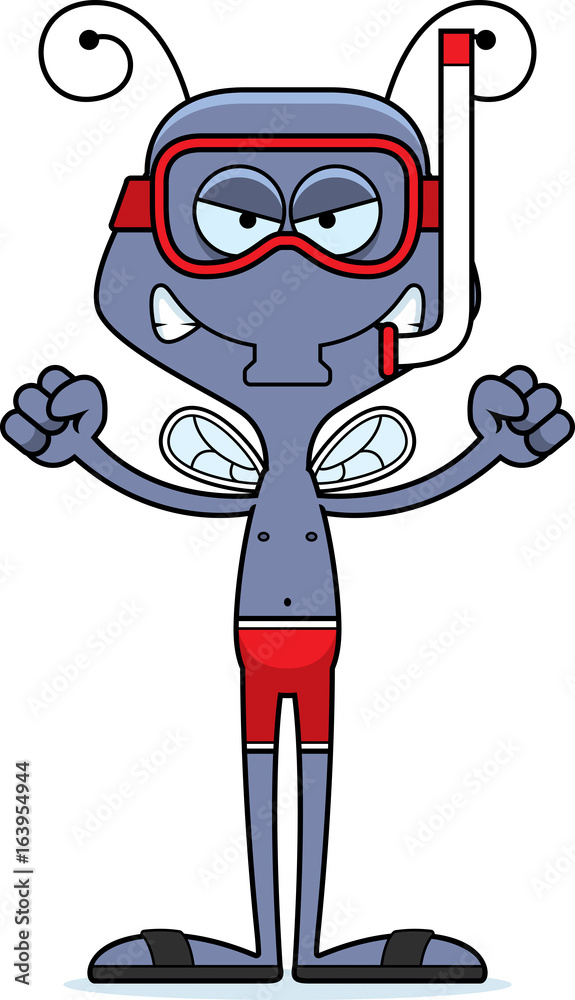 Obraz premium Cartoon Angry Snorkeler Fly
