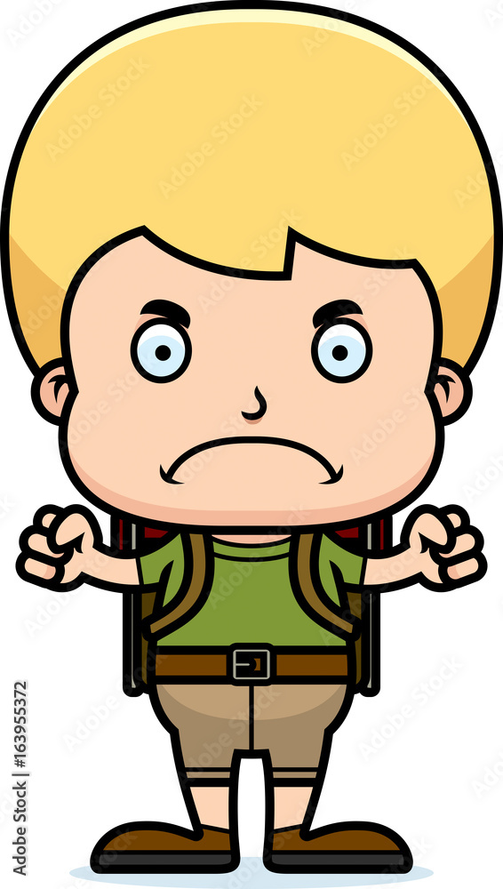 Cartoon Angry Hiker Boy Cartoon Angry Hiker Boy