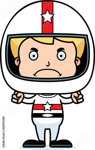 Cartoon Angry Race Car Driver Boy