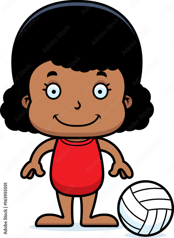 Cartoon Smiling Beach Volleyball Player Girl Cartoon Smiling Beach Volleyball Player Girl
