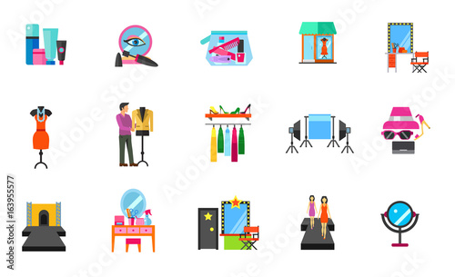 Fashion industry icon set