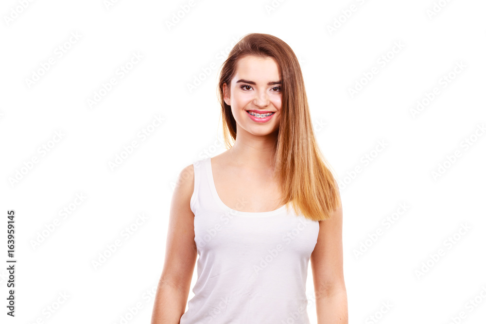 Portrait of young teenager woman with long brown hair Portrait of young teenager woman with long brown hair