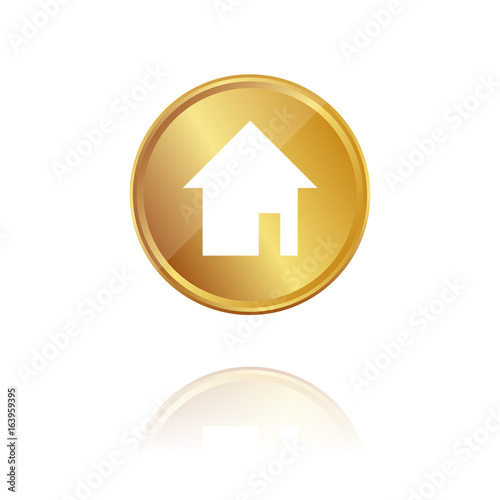 Haus - Immobilien - Gold Münze mit Reflektion