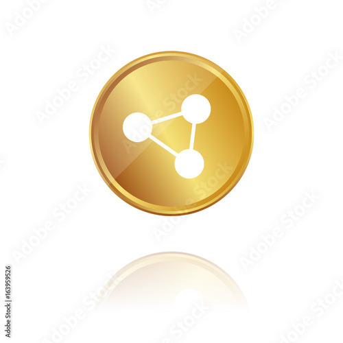 Vernetzt - Gold Münze mit Reflektion