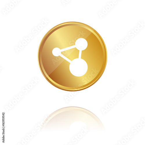 Teilen - Gold Münze mit Reflektion