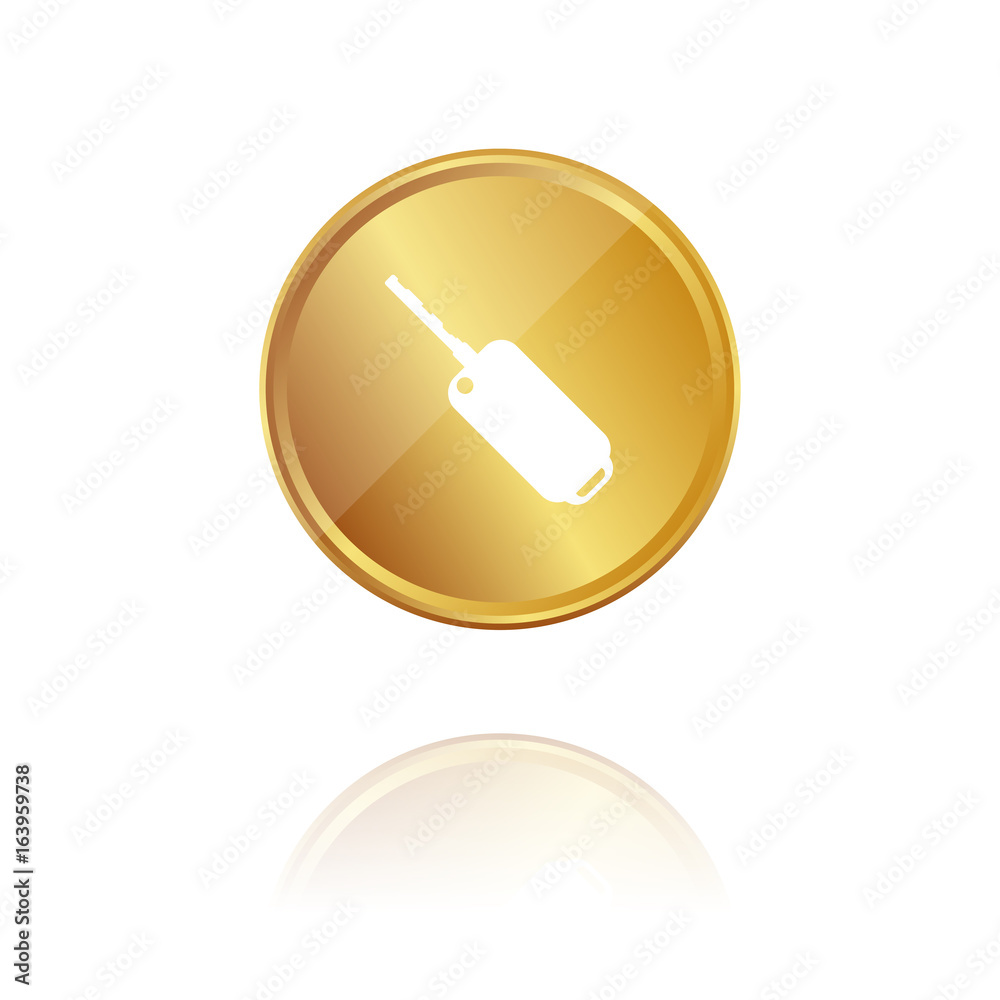 Autoschlüssel - Gold Münze mit Reflektion Autoschlüssel - Gold Münze mit Reflektion