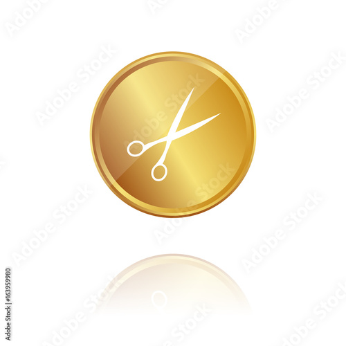 Schere - Gold Münze mit Reflektion