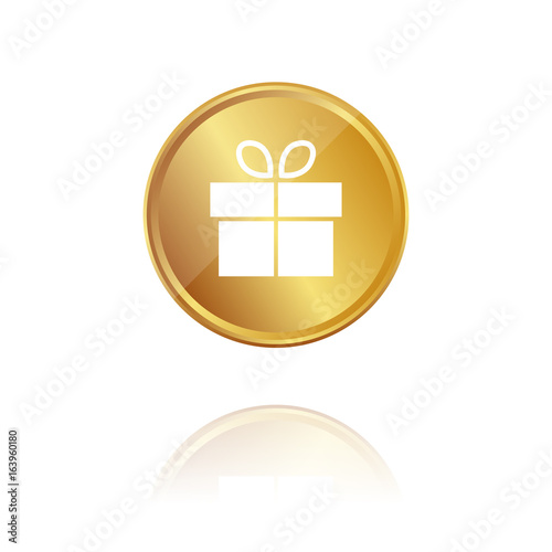 Geschenk - Gold Münze mit Reflektion