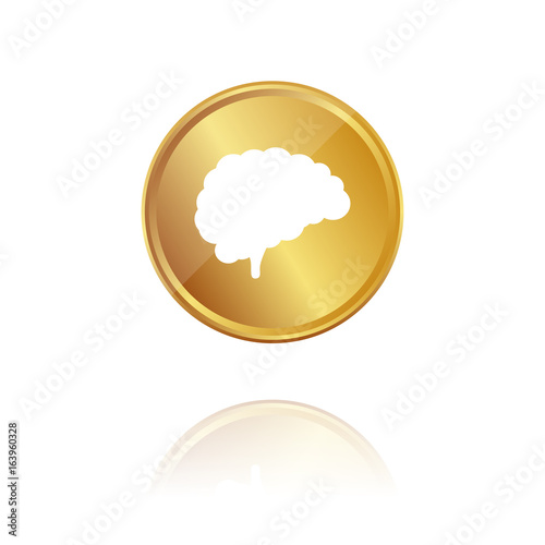 Gehirn - Gold Münze mit Reflektion