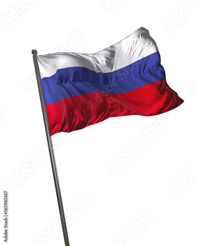 Russia Flag Waving Isolated on White Background Portrait