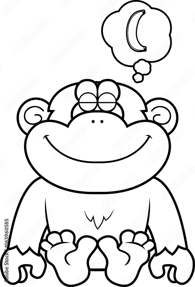 Cartoon Chimpanzee Dreaming Cartoon Chimpanzee Dreaming