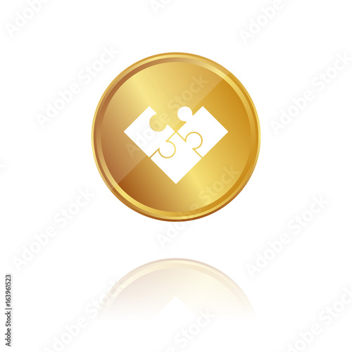 Puzzle - Gold Münze mit Reflektion