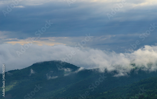Ukrainian carpathian mountaine landscape with fog © thaarey1986
