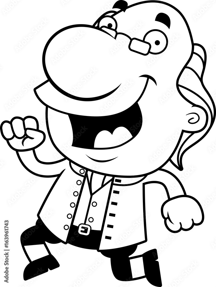 Fototapeta premium Cartoon Ben Franklin Running