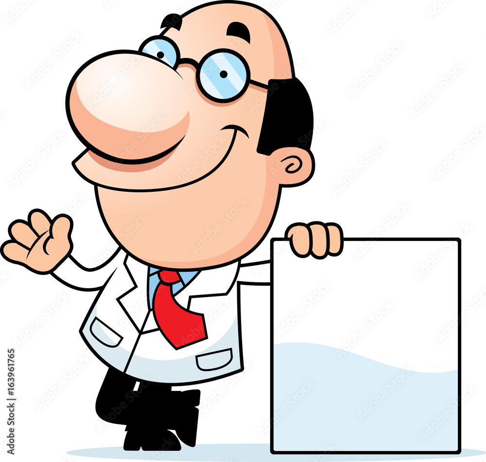 Obraz premium Cartoon Scientist Sign