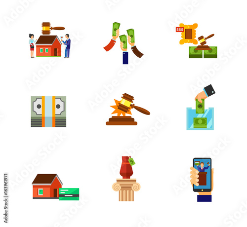 Auction market icon set