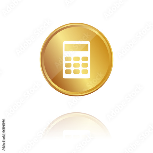 Taschenrechner - Gold Münze mit Reflektion