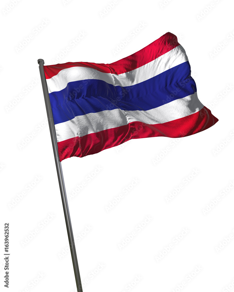 Thailand Flag Waving Isolated on White Background Portrait Thailand Flag Waving Isolated on White Background Portrait