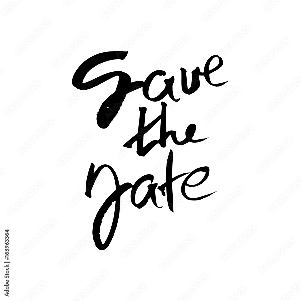 Save the date Ink illustration. Modern brush calligraphy. Isolated on white background. Save the date Ink illustration. Modern brush calligraphy. Isolated on white background.