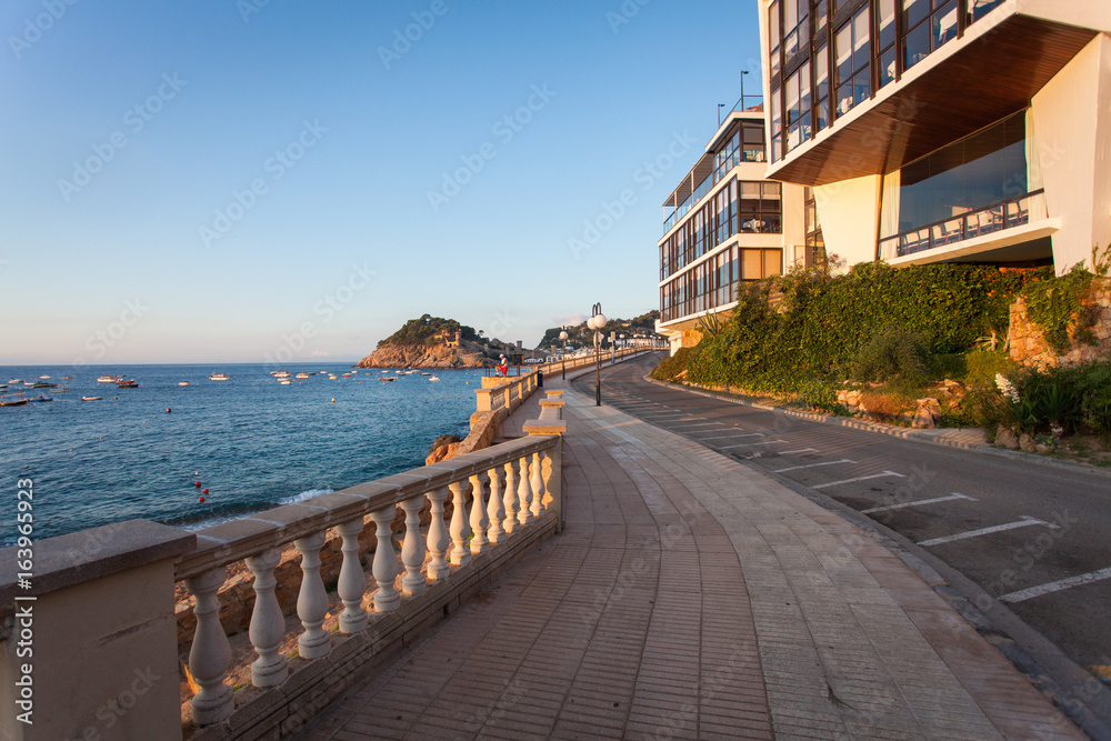 Road on the seafront promenade tossa de mar