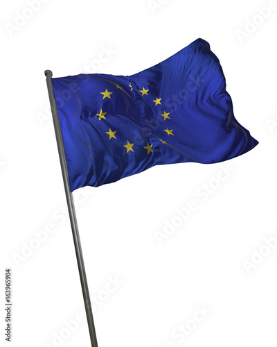 European Flag Waving Isolated on White Background Portrait