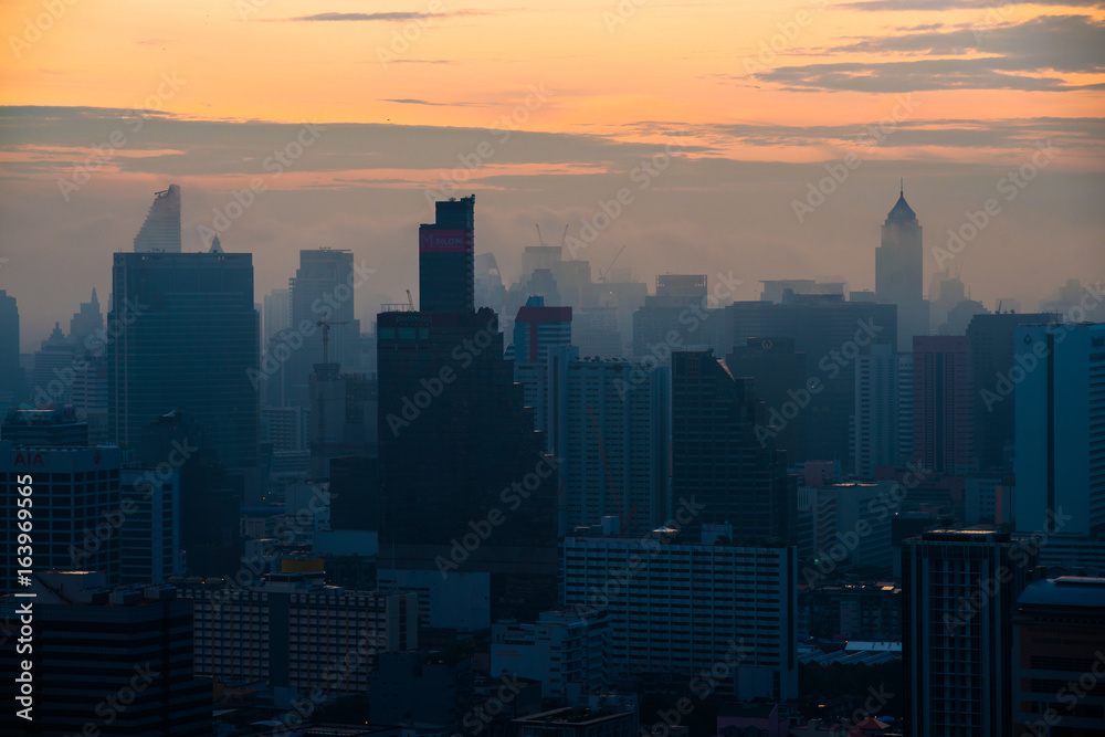 Cityscape of Bangkok city in the morning