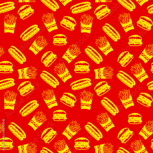 Fast Food seamless pattern background