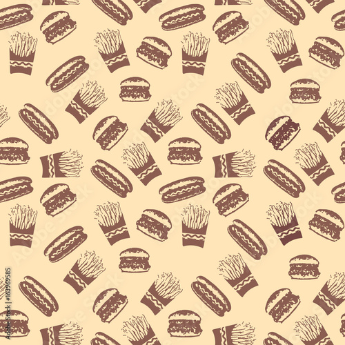 Fast Food seamless pattern background