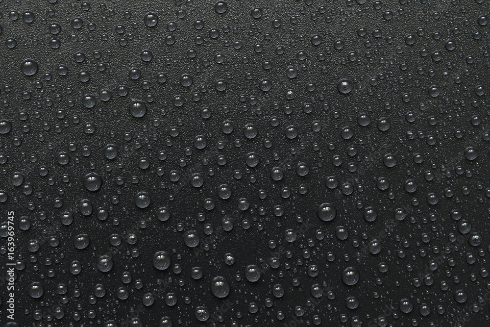 water drops on black background. Macro.