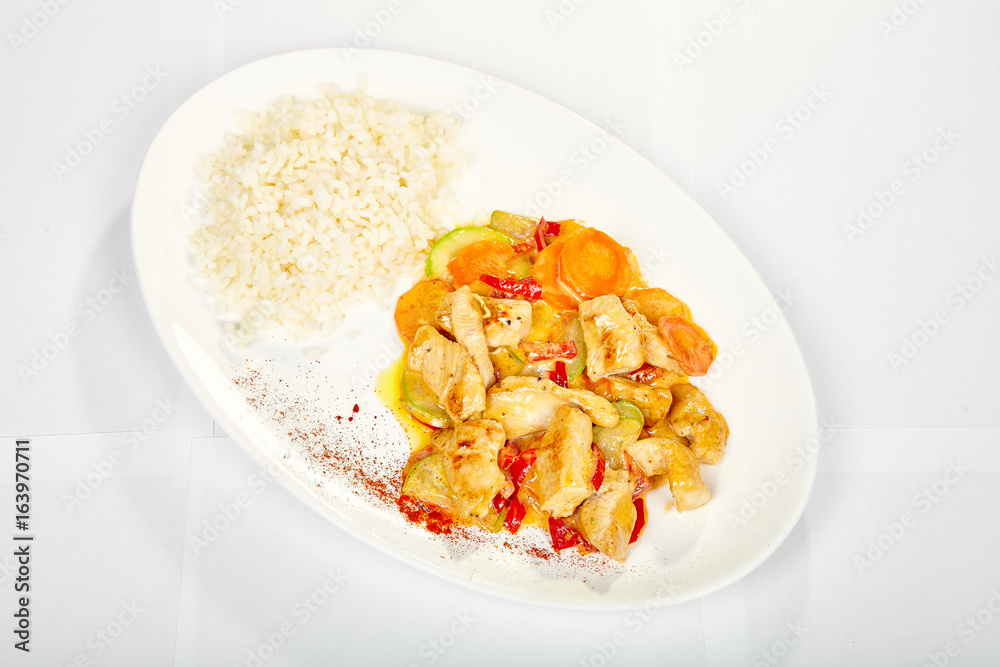 food on white background