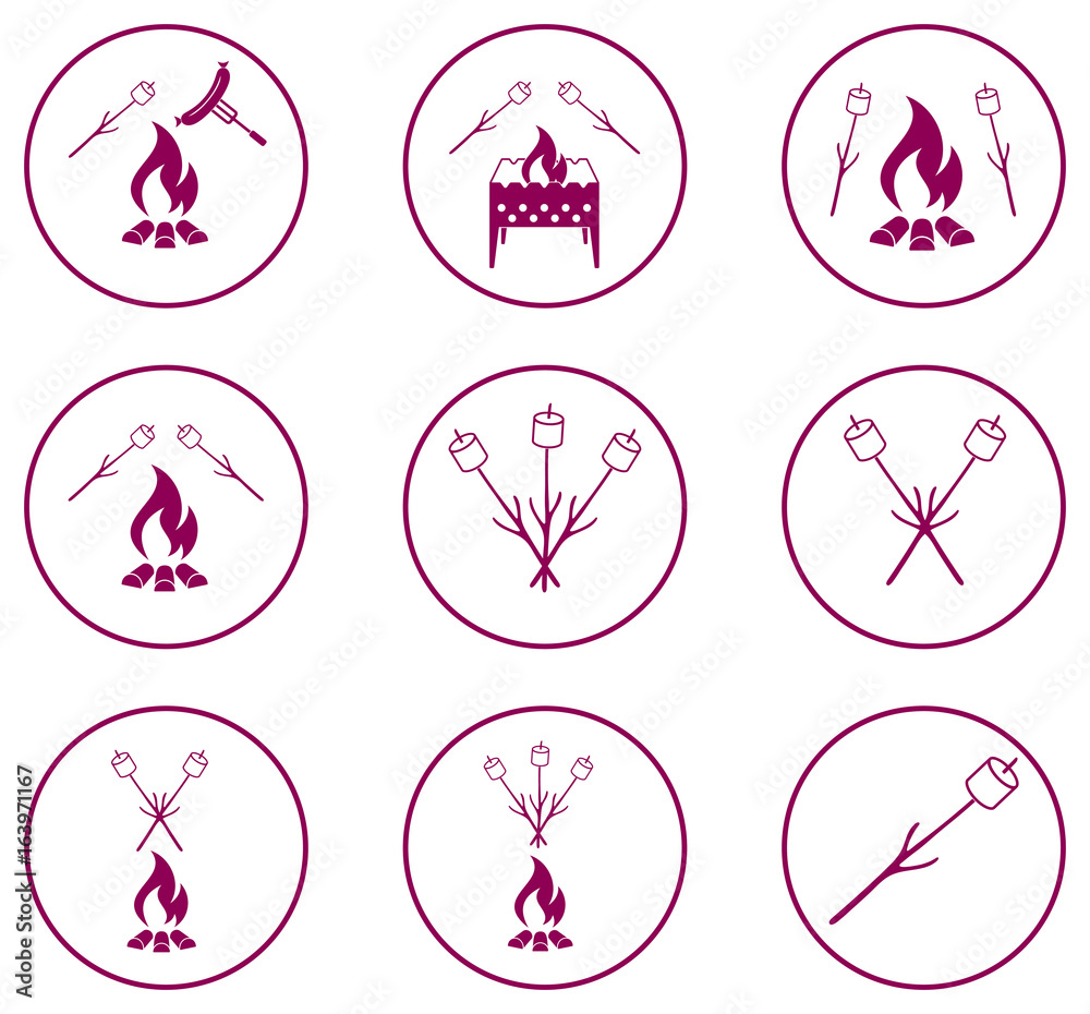 Set of barbecue icons. Vector illustration Set of barbecue icons. Vector illustration