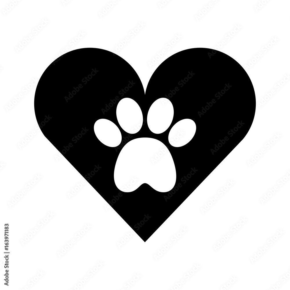 heart with paw footprint mascot isolated icon vector illustration design heart with paw footprint mascot isolated icon vector illustration design