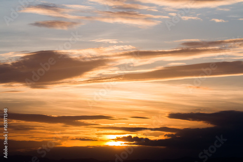 colorful dramatic sky with cloud at sunset